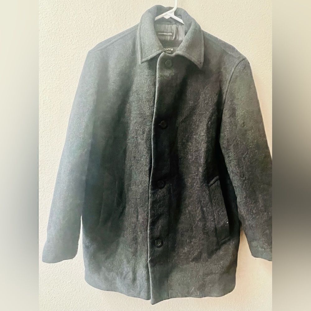 Liz Claiborne Outerwear Italian Wool Blend Vintage Charcoal Gray Mens Coat Sze S - Picture 2 of 6